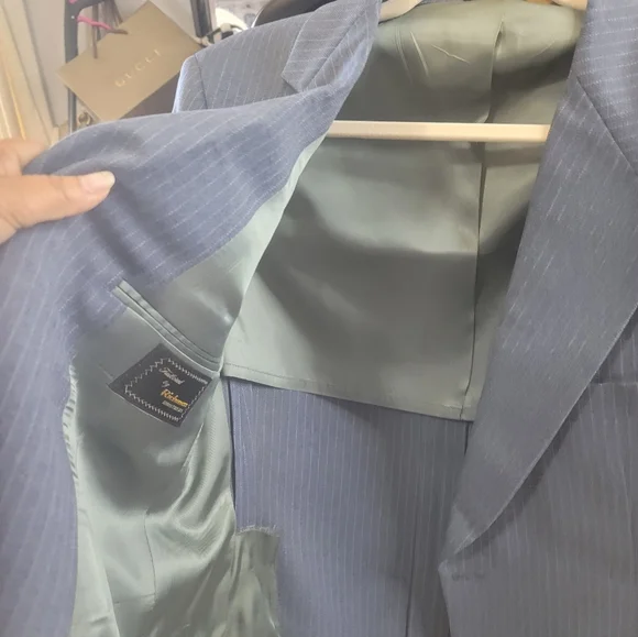 Classic Blue Pinstripe Men's Blazer Richman Brothers 3 Piece SuitVintage